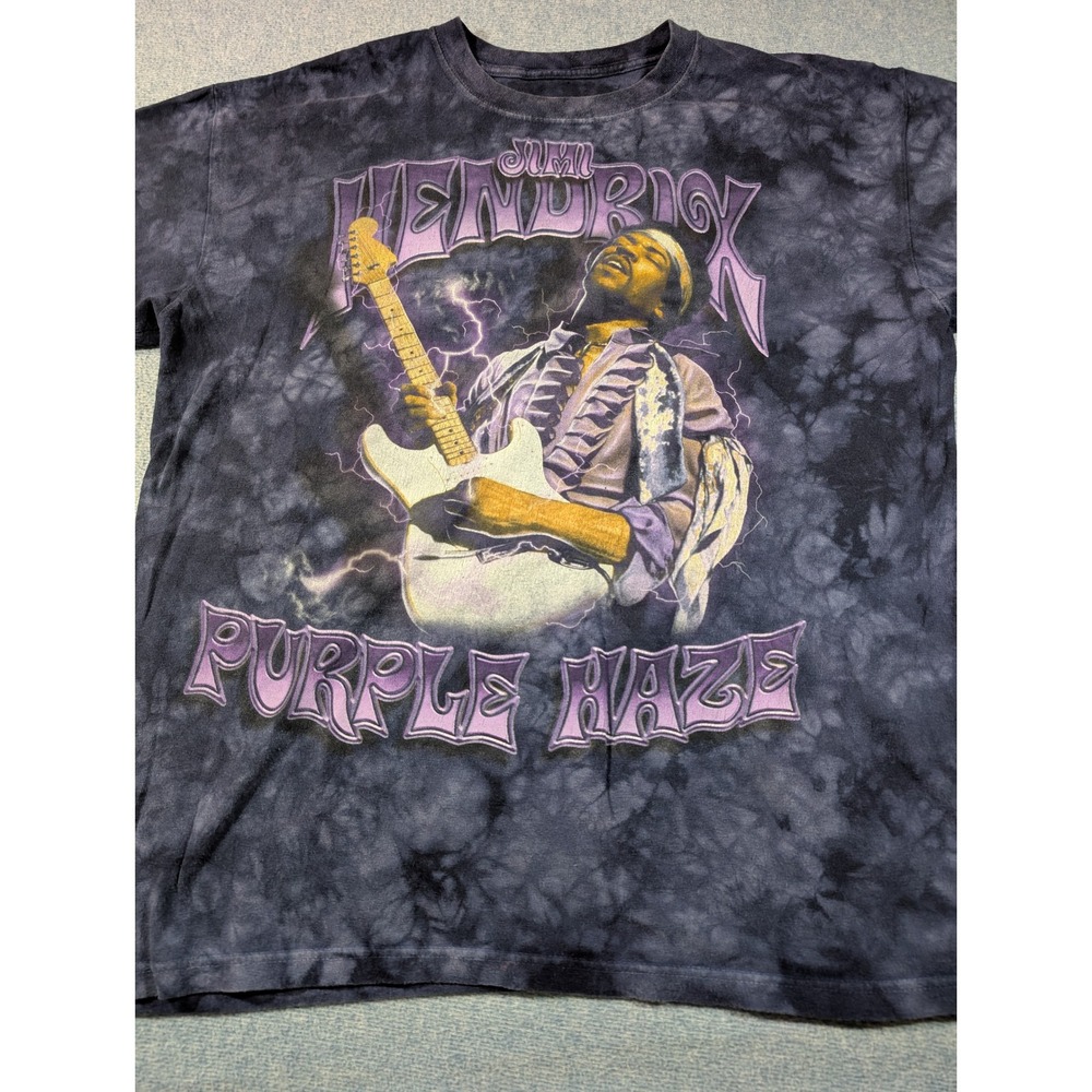 Jimi Hendrix Purple Haze Tie Dye Graphic T-Shirt Mens Large Purple Black Rock